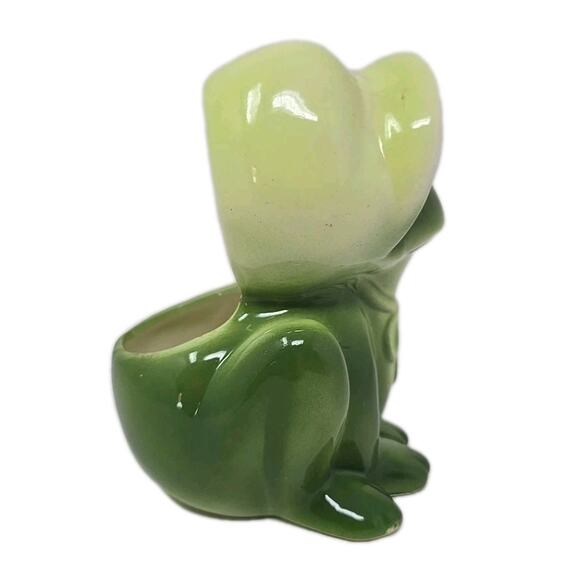 Vtg Frog Planter Big Eyed Anthropomorphic Green Ceramic Nancy Pew Giftwares U308 - Picture 5 of 7